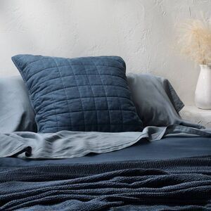 Euro Heavyweight Linen Blend Quilt Sham Dark Mineral Blue - Casaluna